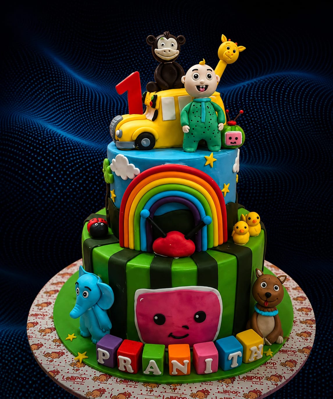 Cocomelon Adventure 2-Tier 1st Birthday Cake
